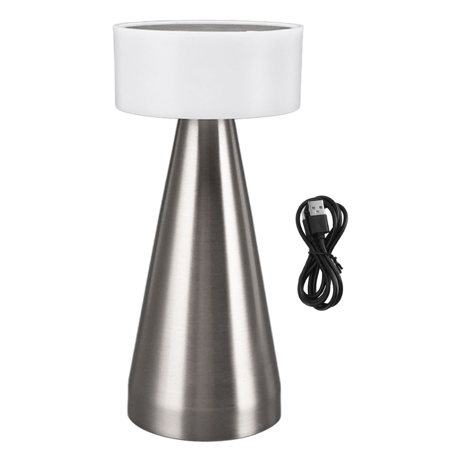 Portable LED Table Lamp 3 Color Temperatures Stepless Dimming 1800mAh Rechargeable Battery Nightstand Lamp Bedside Lamp Silver