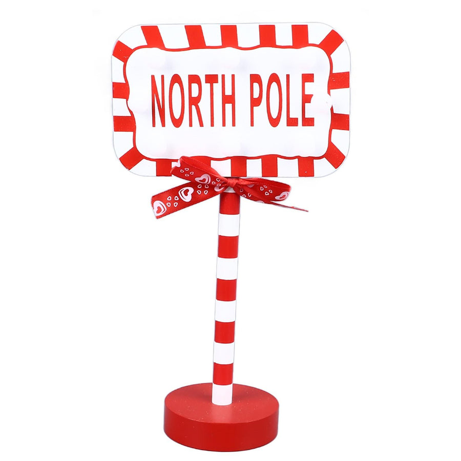 Christmas Stop Here Decor Metal Solid Wood LED Delicate Santa Stop Here Tree Topper for Christmas Party Rectangle 15.8x8x28.5cm