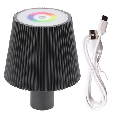 LED Bottle Lamp Pleated IP54 Waterproof 4 Light Modes Breathing Colors 2000mAh Cordless Night Light for Cafe Bar Family Black