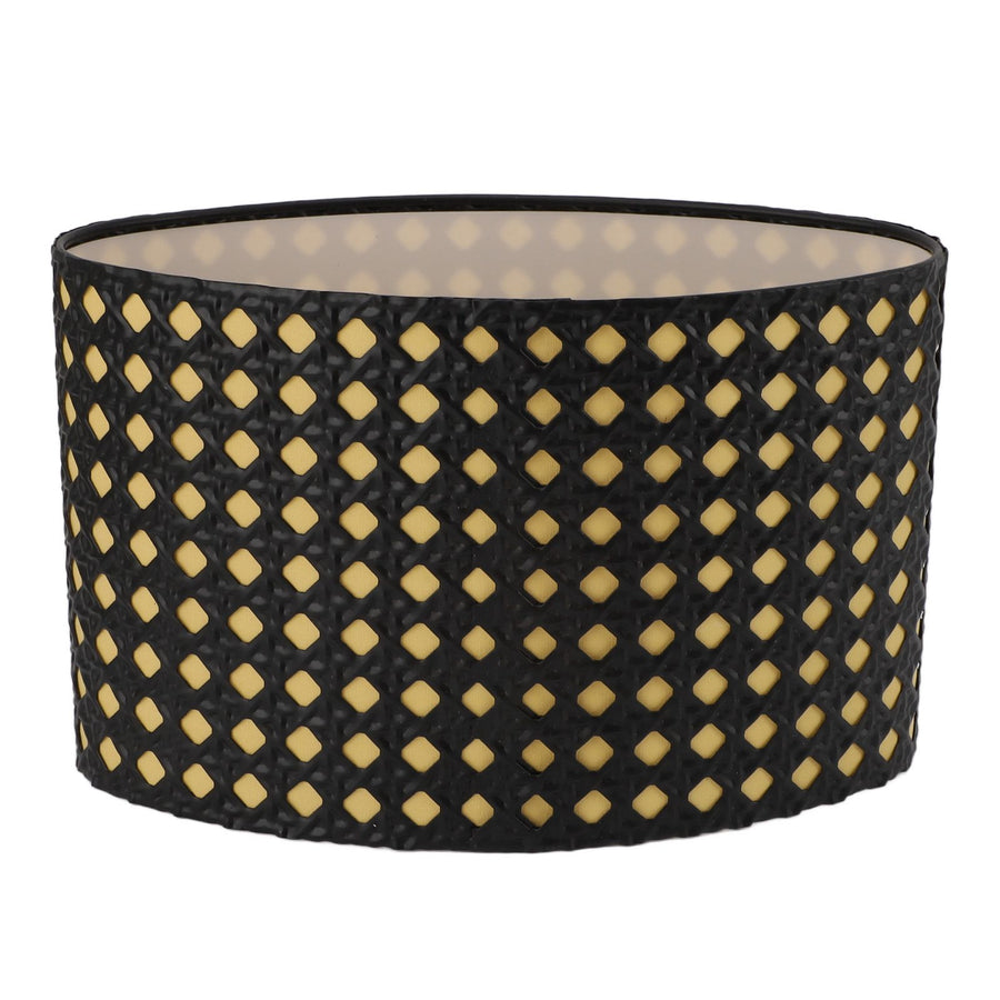 Lampshade Oval Shaped Hollow Metal Carved Compatible E27 E14 Caliber Lampholders Lamp Cover for Office Bedroom Living Room Black and Yellow Liner