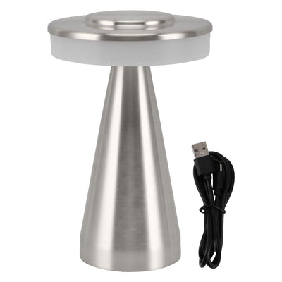 Portable LED Bedside Night Light 3 Color Temperature top Touch control Rechargeable Battery Bedside Lamp Silver