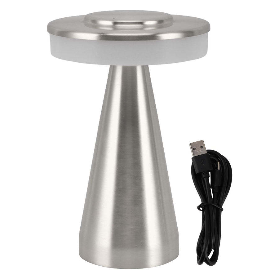 Portable LED Bedside Night Light 3 Color Temperature top Touch control Rechargeable Battery Bedside Lamp Silver