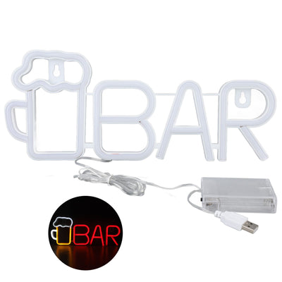 LED Neon Sign BAR Shape Design USB Or Battery Powered High Safety Widely Used Bar Neon Light for Bedroom Party Backyard Red BAR