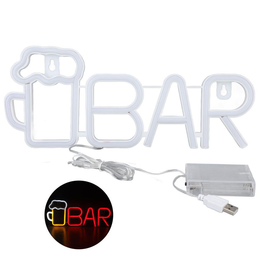 LED Neon Sign BAR Shape Design USB Or Battery Powered High Safety Widely Used Bar Neon Light for Bedroom Party Backyard Red BAR