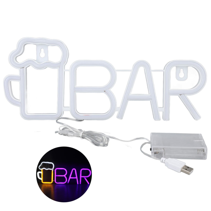 LED Neon Sign BAR Shape Design USB Or Battery Powered High Safety Widely Used Bar Neon Light for Bedroom Party Backyard Purple BAR