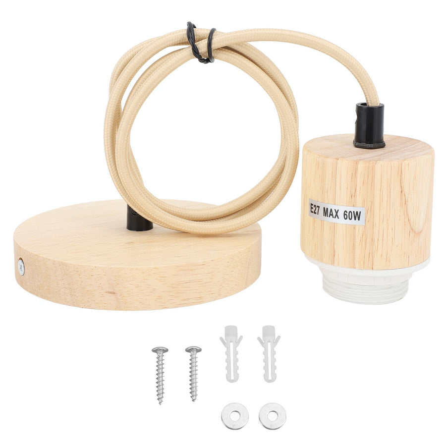 E27 Wooden Pendant Light Bulb Holder Vintage Lighting Accessory Wooden Ceiling Pendant Light Base Socket 220V