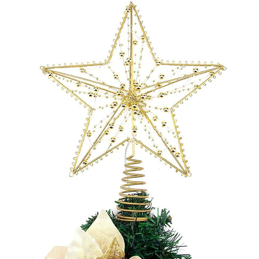 Christmas Tree Topper Star with LED String Light Glitter Christmas Tree Top Star Lamp for Christmas Home Decoration