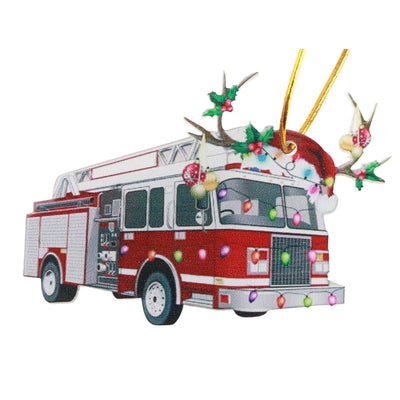 Christmas Tree Pendant Hanging Decoration Gift Personalized Fire Truck Vehicle Truck Boat Excavator Pendant