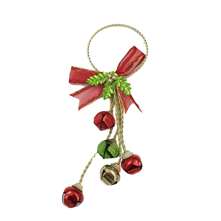 Christmas Ornaments with Bow Christmas Metal Bell Hanging Pendant Xmas Tree Door Hanger