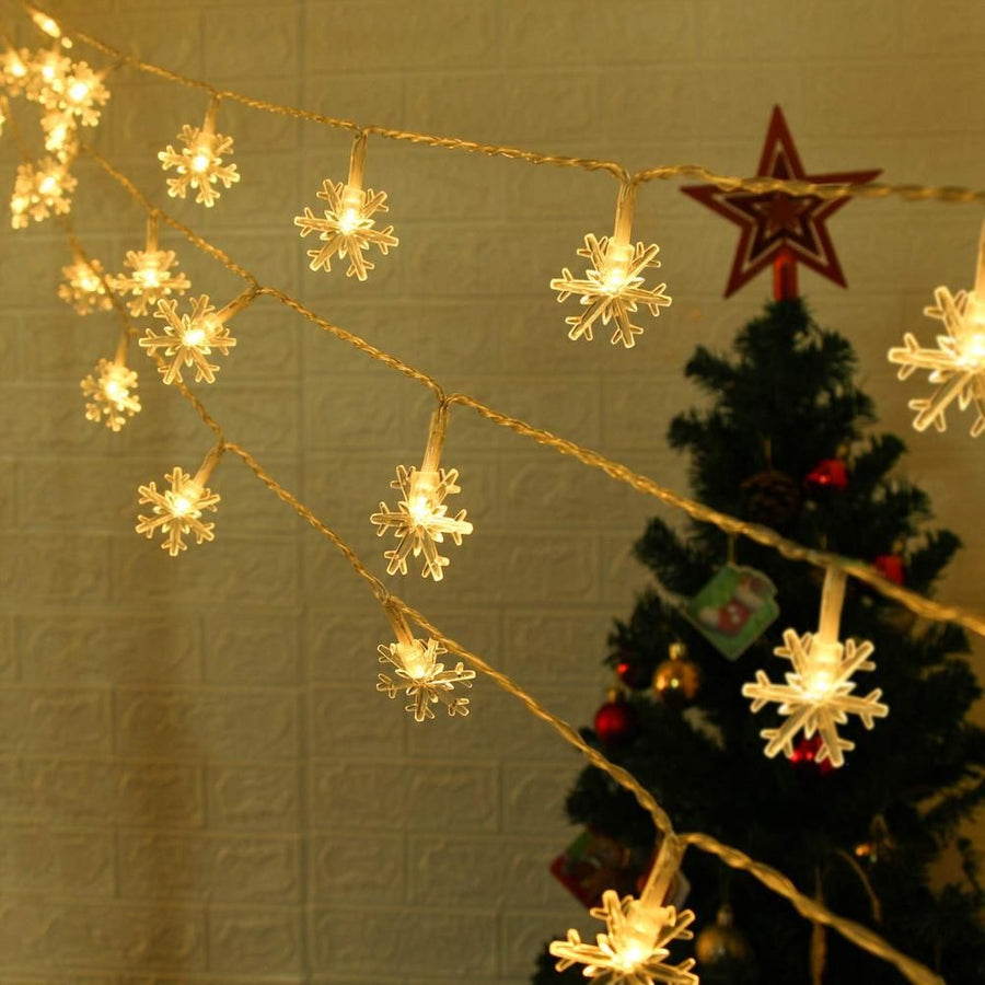 Christmas Snowflake Light 10 feet 20 LED Battery Operated Snowflakes String Lights Winter Fairy Lights Merry Christmas Decoration