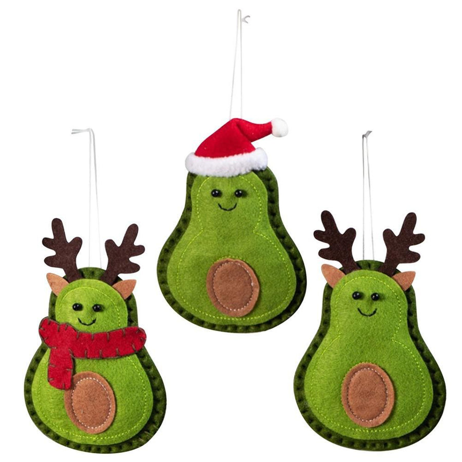 3Pcs Christmas Avocado Green Doll Pendant Christmas Tree Hanging Decoration For Home Door Window Felt Ornaments