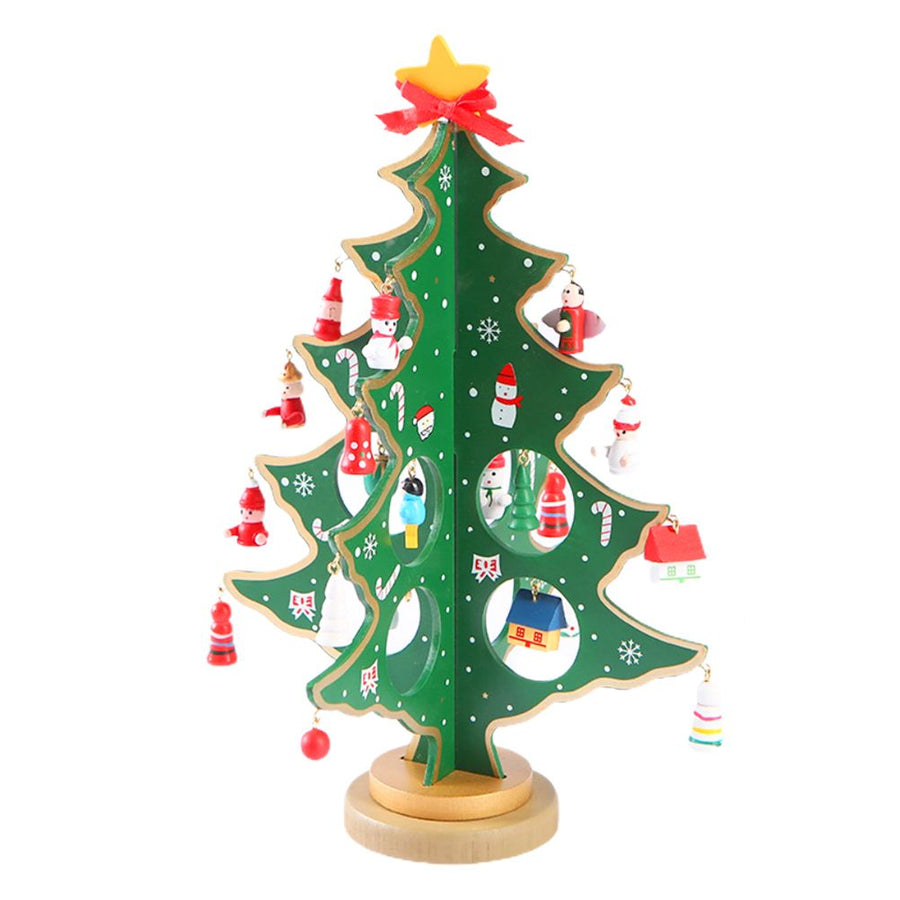 Desktop Christmas Tree Decoration Mini Wooden DIY Christmas Tree Ornaments Children Gift