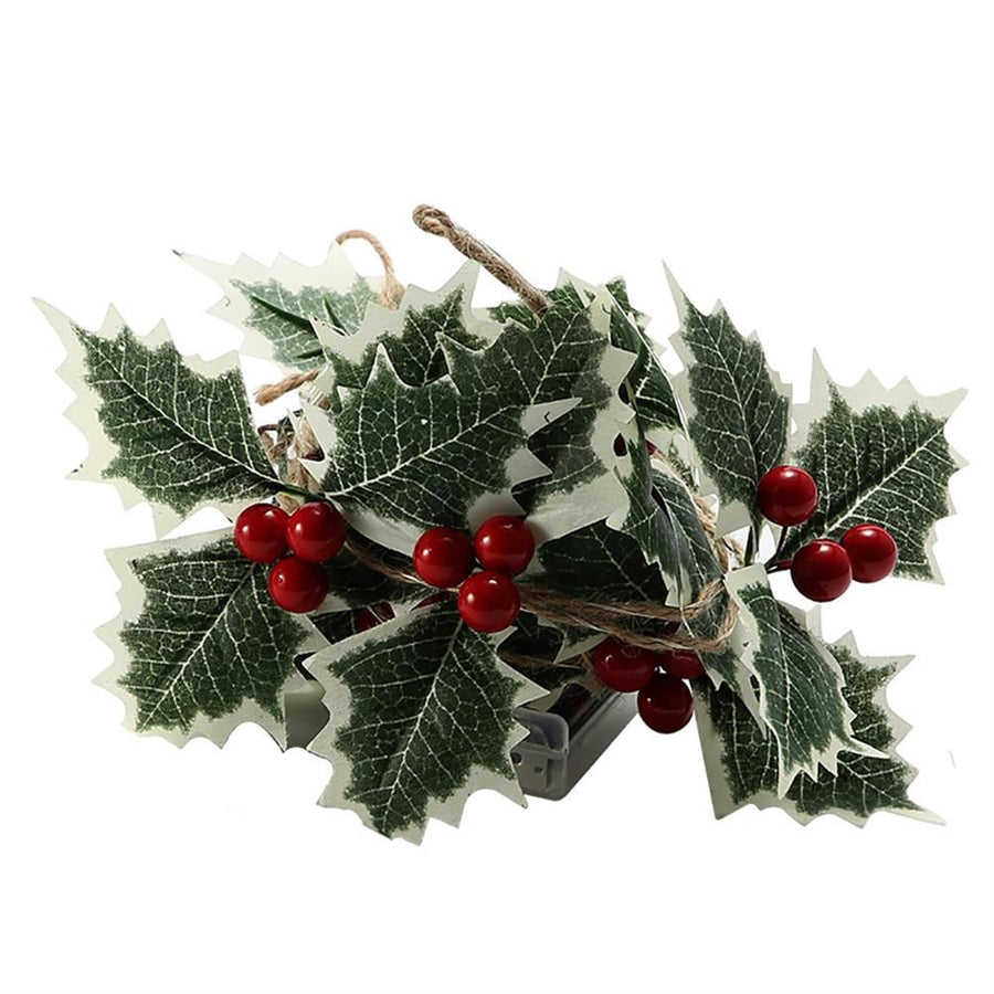 LED Christmas Decoration Light Christmas Red Fruit Leaf Copper Wire Lamp String Garland Supplies for Party and Christmas