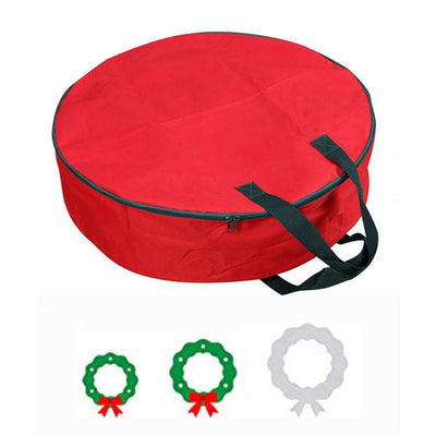 Christmas Wreath Storage Bag with Durable Handles Dual Zipper Card Slot Moisture Proof Storage Container