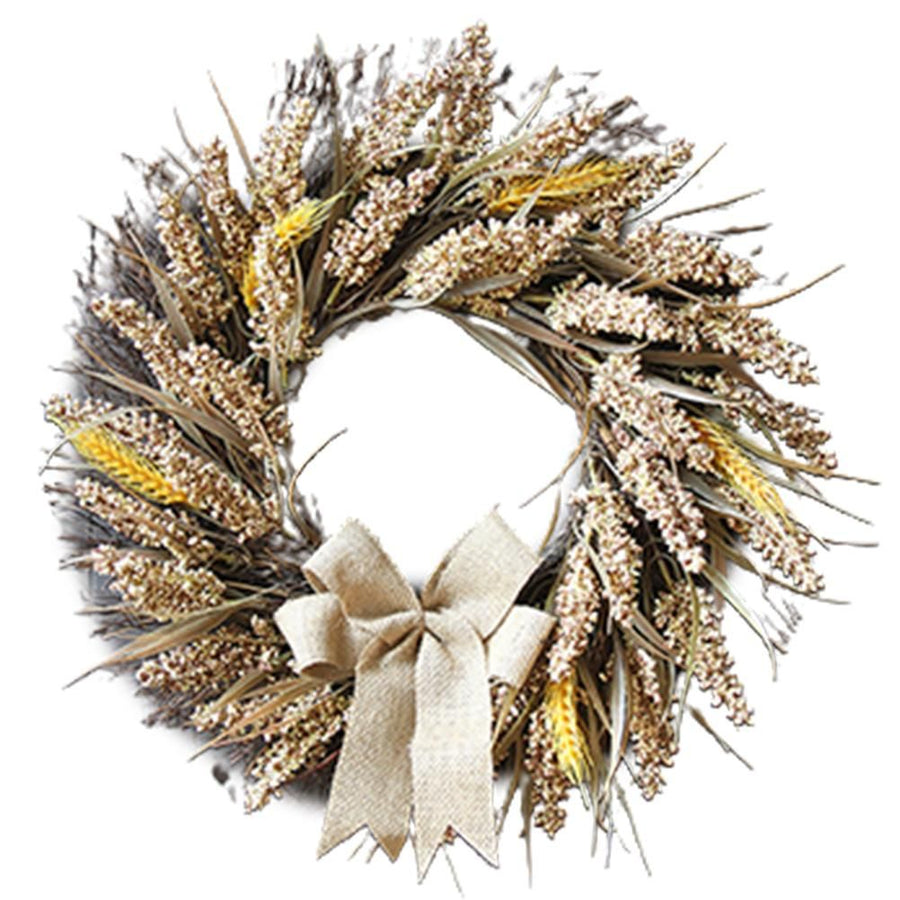 50CM Fall Wreath for Front Door Thanksgiving Wreath with Artificial Wheat Cereals Branches Autumn Door Wreath Harvest Wreath Decoration