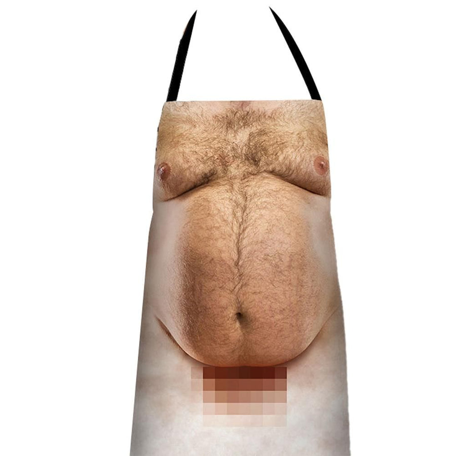 Funny Men Belly Cooking Aprons Kitchen Barbecue Funny Printing Aprons 3D Apron