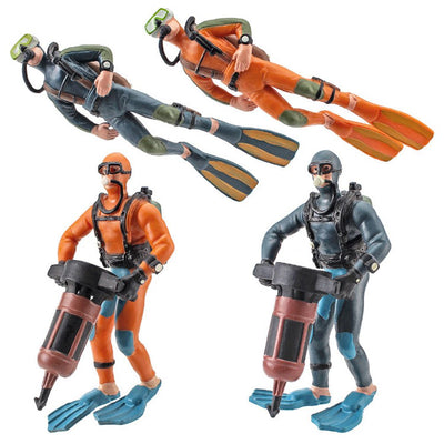 4Pcs Mini Diver Figurines Model Simulation Underwater Adventure Diver Figure Playset for Scene Layout Table Ornaments