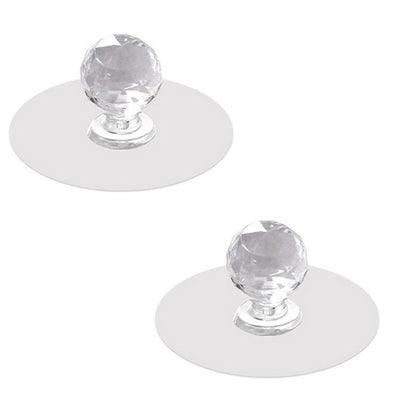2Pcs Self Adhesive Knobs Acrylic No Drilling Mirror Cabinet Handles Clear Glass Drawer Knobs