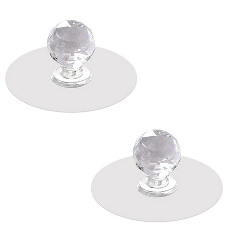 2Pcs Self Adhesive Knobs Acrylic No Drilling Mirror Cabinet Handles Clear Glass Drawer Knobs
