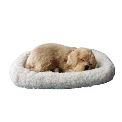 Realistic Sleeping Dog Toy Breathing Dog Stuffed Animal Doll with Mat Plush Toys for Children Home Ornament