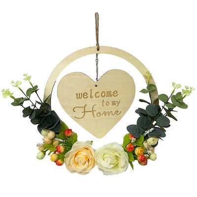 Welcome to My Home Sign Front Door Wood Sign with Love Heart Garland Valentine's Day Decorations for Wall Door Decor