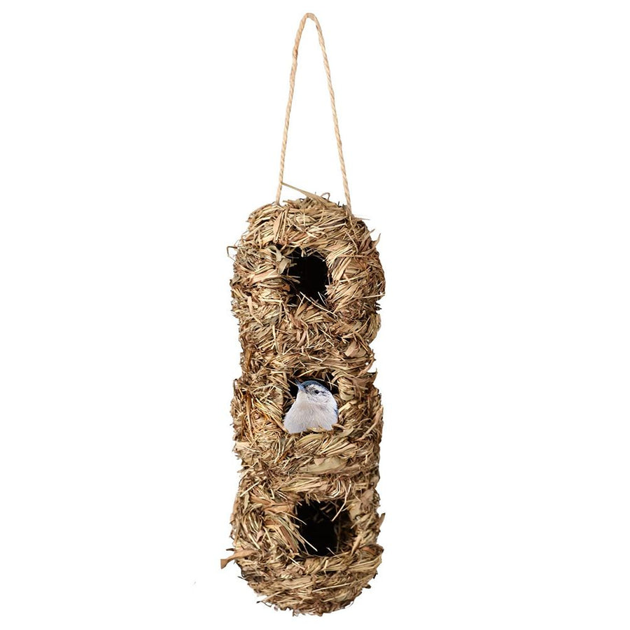 Hand Woven Hummingbird Houses Peanut Shape Natural Bird Nest Hut Straw Bird Nest Handmade Hanging Bird Hut for Window Home Garden