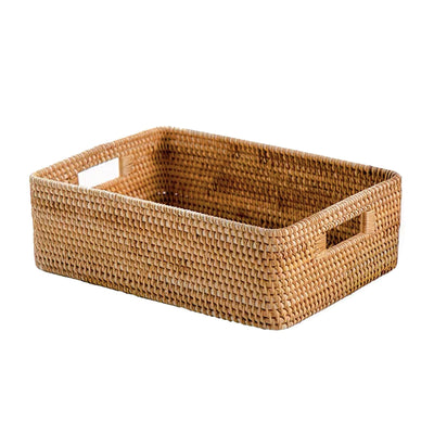 Rattan Storage Basket Desktop Utility Organizer Woven Storage Basket for Coffee Table