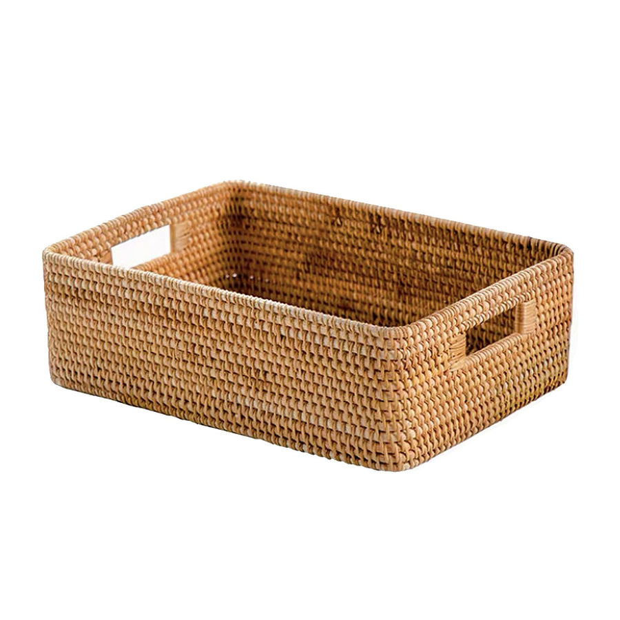 Rattan Storage Basket Desktop Utility Organizer Woven Storage Basket for Coffee Table