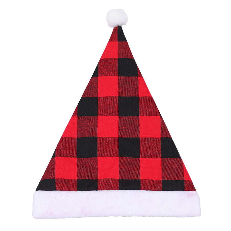 Plaid Christmas Hat Linen Adult Christmas Hat Xmas Holiday Hat Christmas Decorative Hat