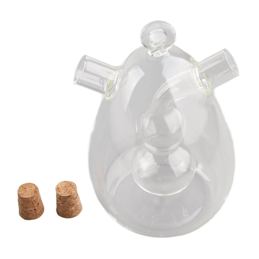 Glass Oil Control Jar Kitchen 2 in 1 Sealed Oil and Vinegar Dispenser Transparent Oil and Vinegar Bottle