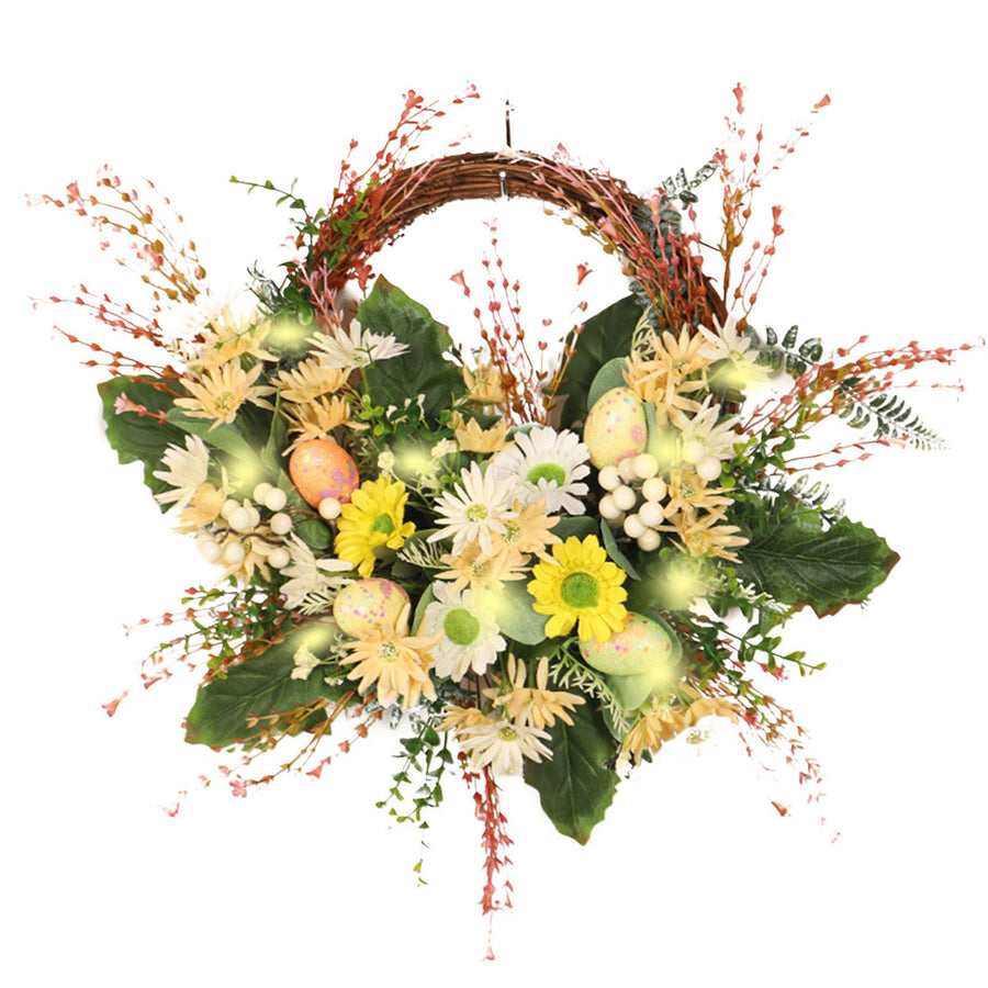 Artificial Wild Chrysanthemum Half Wreath Easter Decorative Wreaths for Home Front Door Decoration