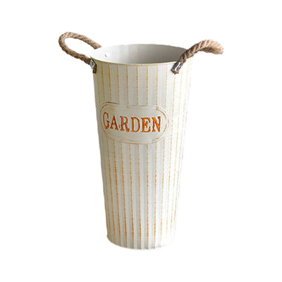 Iron Dried Flower Bucket Vintage American Floor Flower Vase for Home Decor 40cm