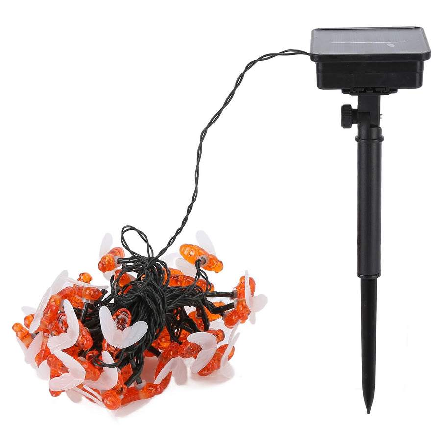 LED Solar String Lights Bee Shaped Waterproof Decorative Light for Outdoor Garden Patio Warm White7M 50LED 8 Work Mode