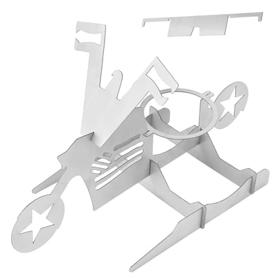 Stainless Steel Chicken Stand Removable Portable MotorcycleShape BBQ Roaster Stand for Party(FivePointed Star Shape )