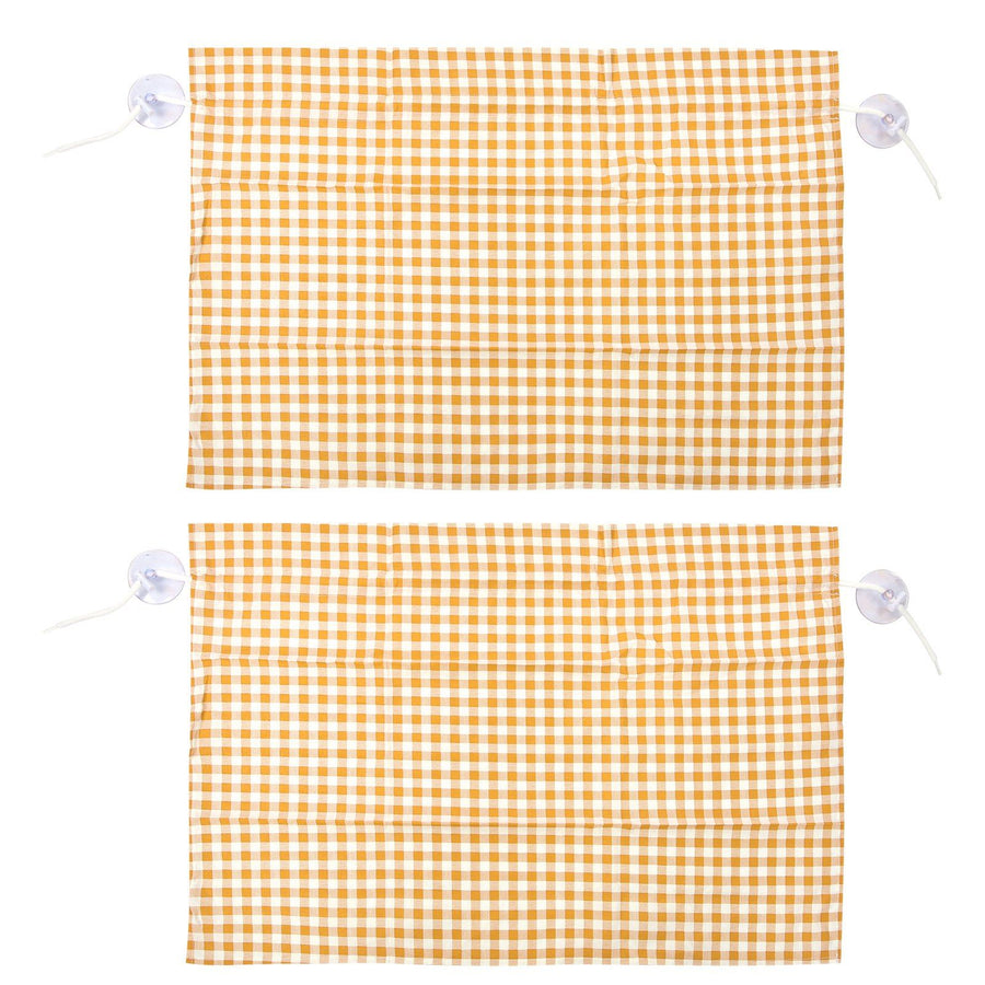 2Pcs Grid Design Anti Ultraviolet Car Curtain Side Car Window Sun Shade with Suction CupYellow Grid