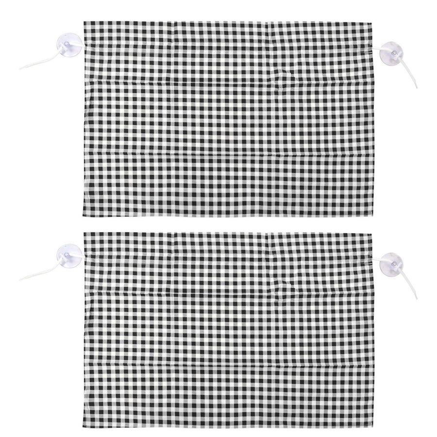 2Pcs Grid Design Anti Ultraviolet Car Curtain Side Car Window Sun Shade with Suction CupBlack Grid