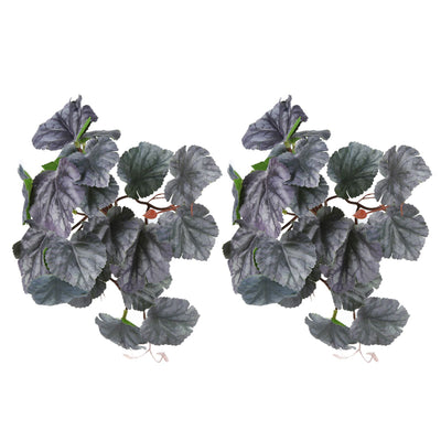 2PCS Artificial Water Plant Simulation Vine Lifelike Plastic Leaves Decoration with Suction Cup for Fish TankDual Color Begonia Leaves