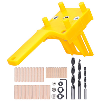 41Pcs Dowel Jig Kit Adjustable MultiFunctional Durable HighAccuracy Drill Jig for Straight Holes for Woodworking(Yellow )