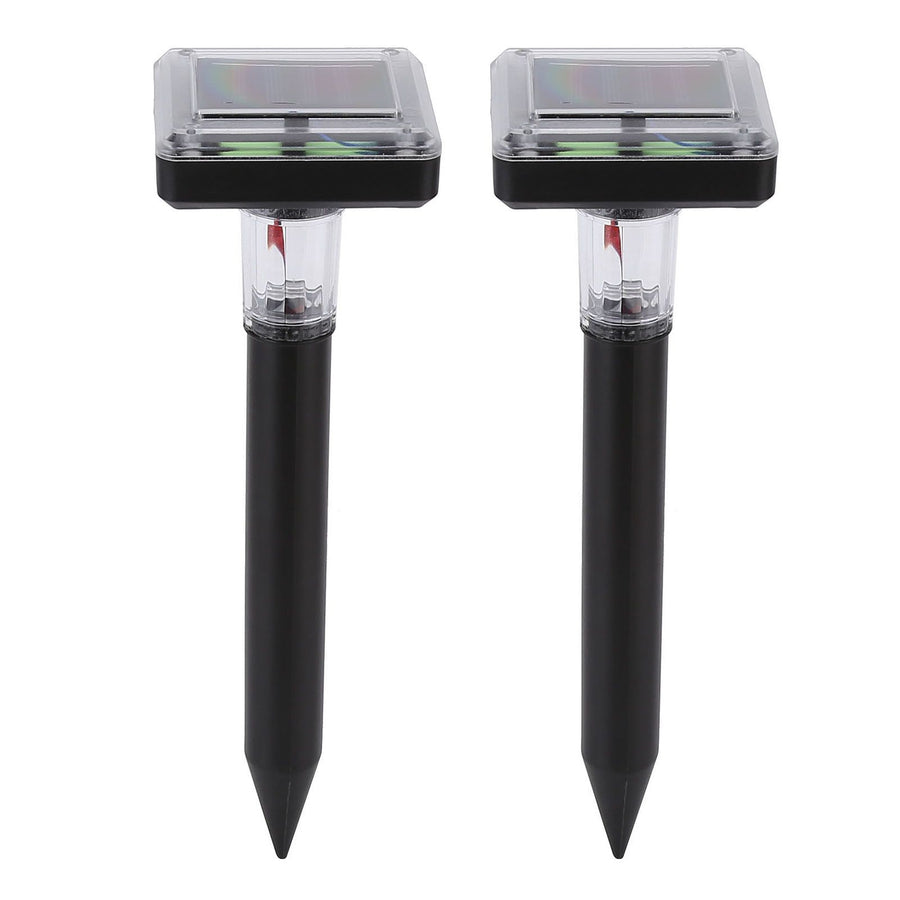 2Pcs Mole Repellent LED Ultrasonic Solar Powered Safe Portable Sturdy Durable Vole Repeller for Hotel Villa Garden