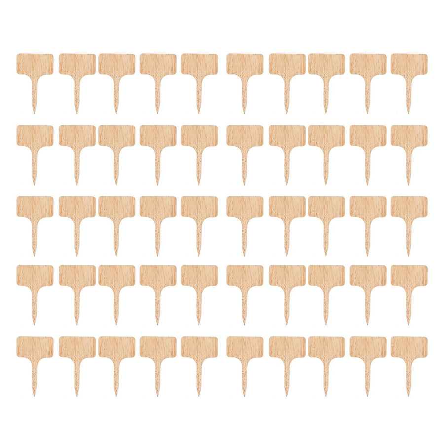 50PCS Bamboo Plant Labels T Type Wooden Plant Sign for Seed Potted Herbs Flowers Vegetables