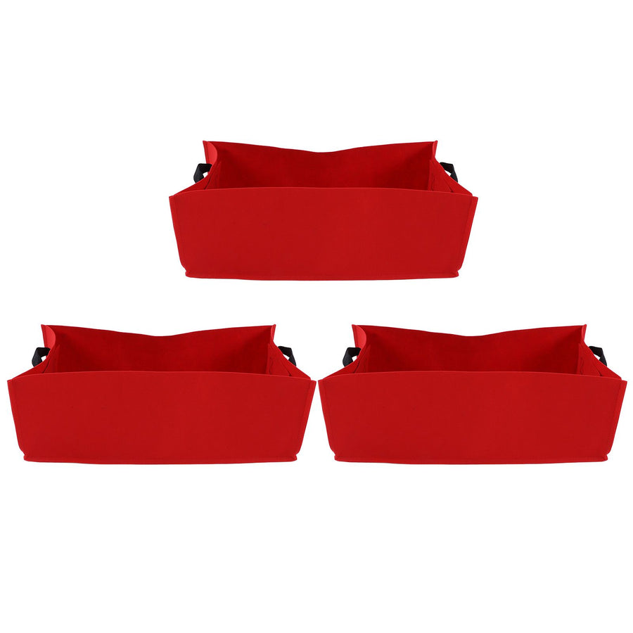 3PCS Thicken Non Woven Vegetable Planting Seedling Grow Bags Garden Planter Bed with HandleRose Red 60x30x20cm