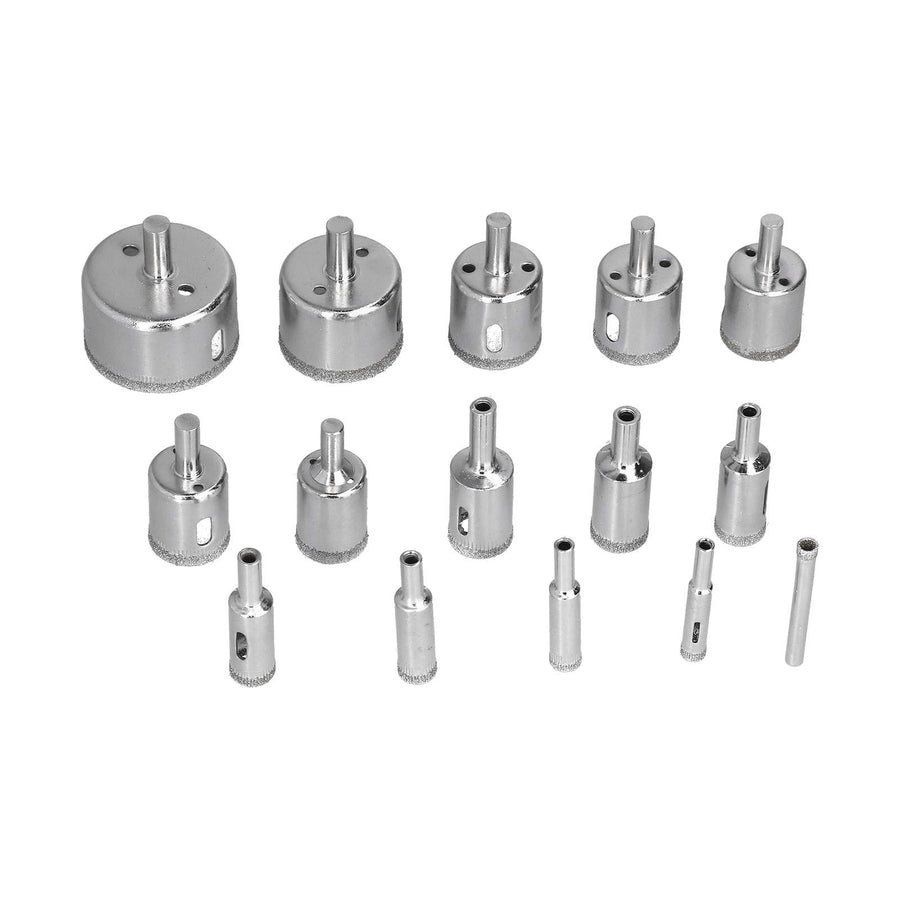 15Pcs/Set 6‑50mm Diamond Drill Bit Kit Ceramic Marble Hole Opener for Glass Wood Brick Tank