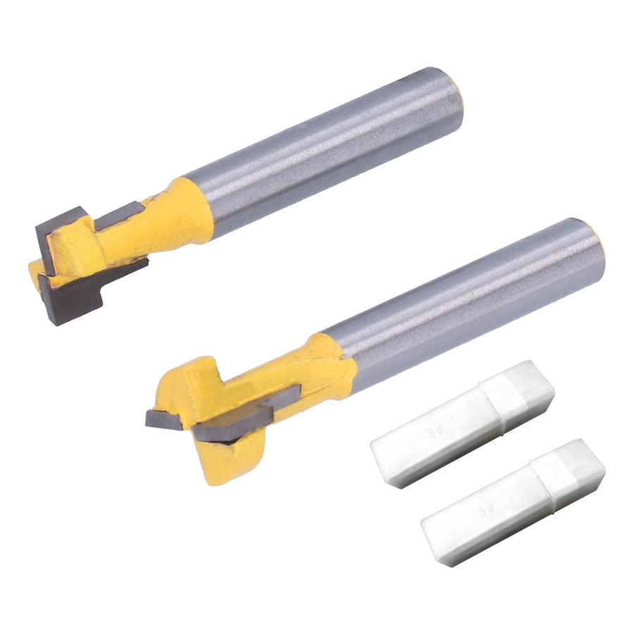 2Pcs 1/4 Shank Woodworking Cutter T Shaped High Speed Steel 9.52mm 12.7mm Woodworking Milling Cutter for Wood Cutting