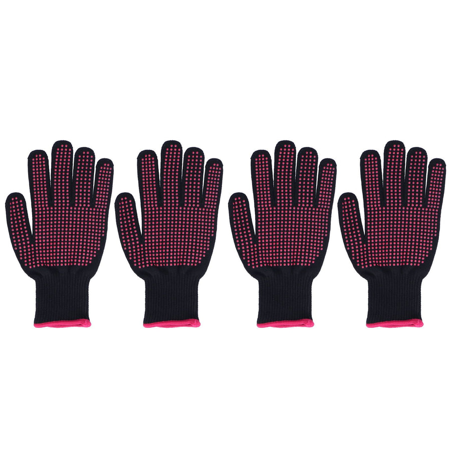 4Pcs Heat Resistant Gloves High Temperature Resistant Anti Scalding Mitts with Silicone BumpsRose Red Silicone Rose Red Edge