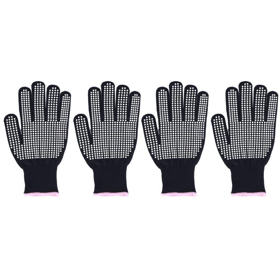 4Pcs Heat Resistant Gloves High Temperature Resistant Anti Scalding Mitts with Silicone BumpsWhite Silicone Pink Edge