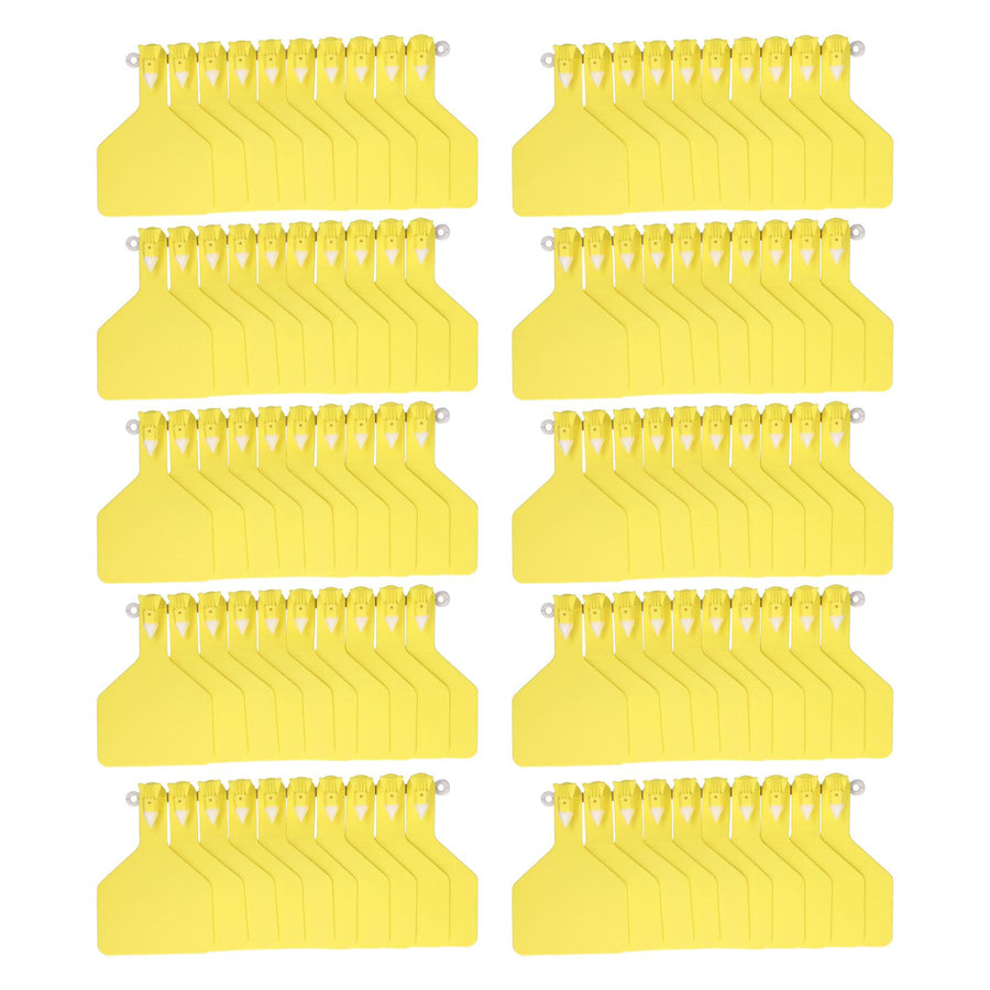 100Pcs Plastic Integrated Ear Tag Kit Livestock Farm Ear Label Tag for Cow Cattle Identification Yellow
