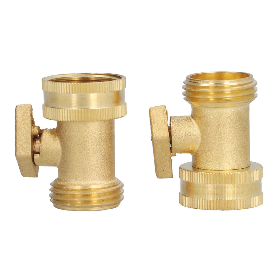2PCS G3/4 Shut Off Valve Garden Hose Brass Stop Valve with 2 Way Screw Interface for Irrigation Equipment