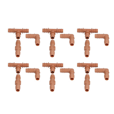 18Pcs Irrigation Fittings Kit Brown Water Barbed Coupling Connecter for 16mm Pipes