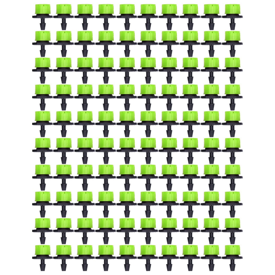 100Pcs 8 Hole Drip Irrigation Emitter Adjustable Drip Irrigation Sprinkler for Garden Greenhouse Courtyard Green