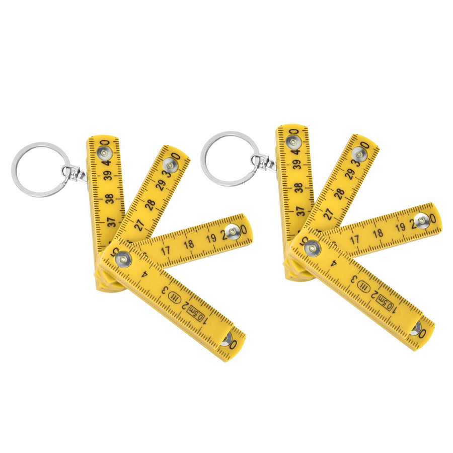2Pcs ABS Folding Ruler Portable 0.5m Foldable Ruler with Key Ring for Carpentry Laying TilesYellow